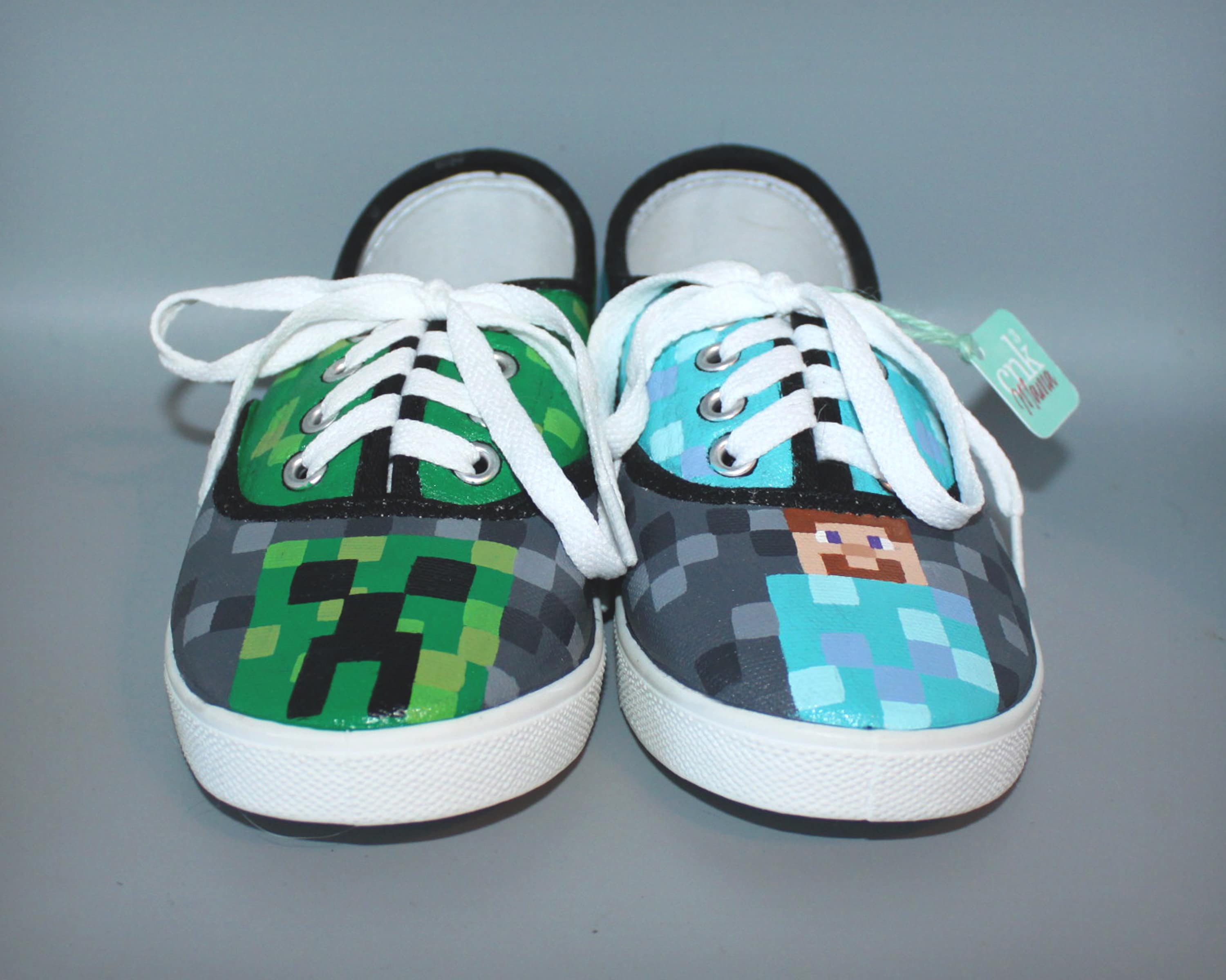 Hand Painted Minecraft Inspired Sneakers customized Etsy