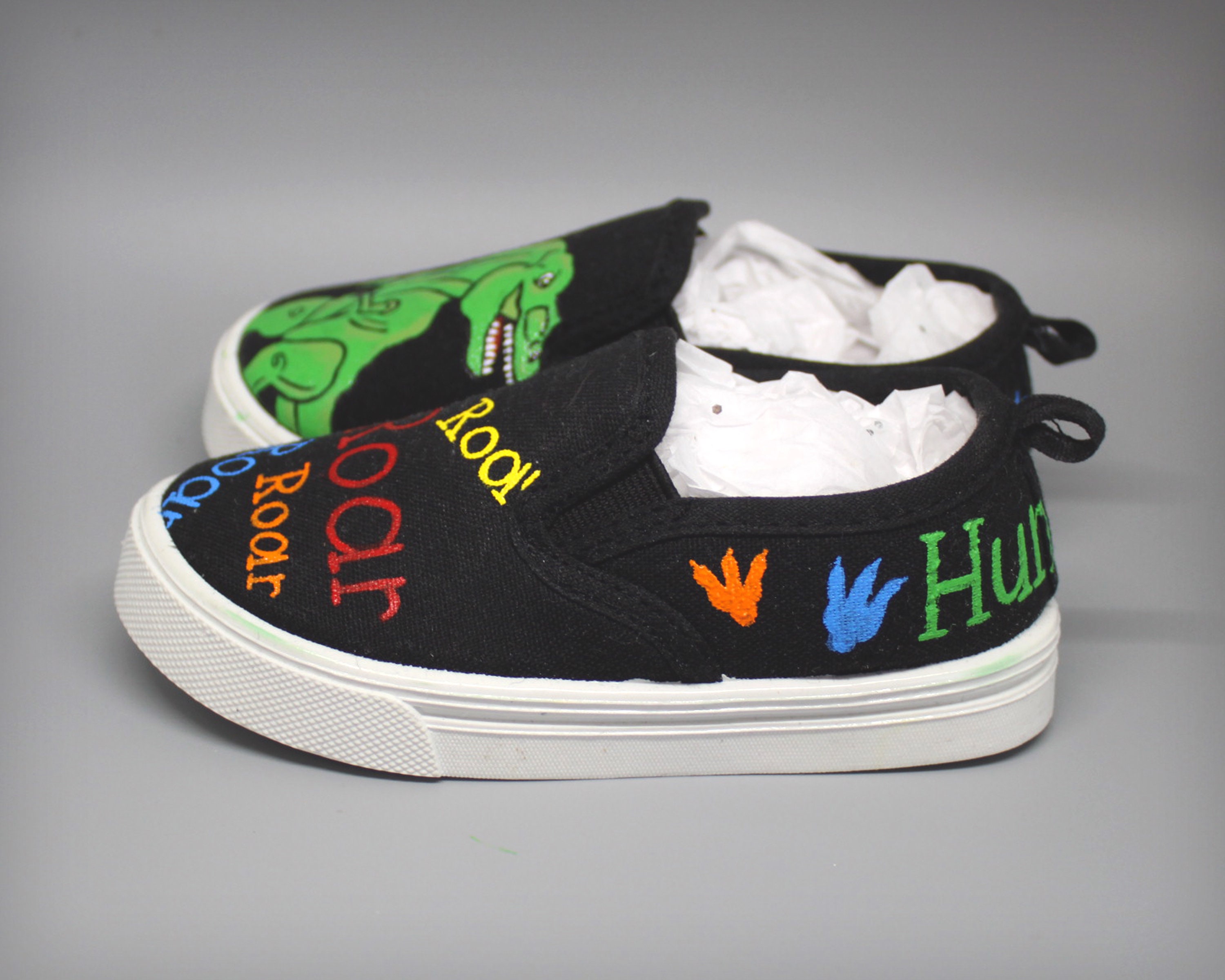 Children's Hand Painted Dinosaur Shoes customized Etsy