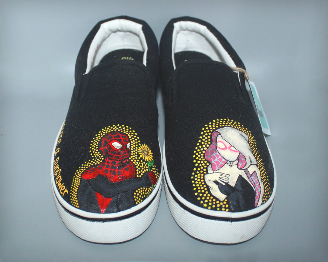 Hand Painted Miles and Spider Gwen Inspired Shoes (customized