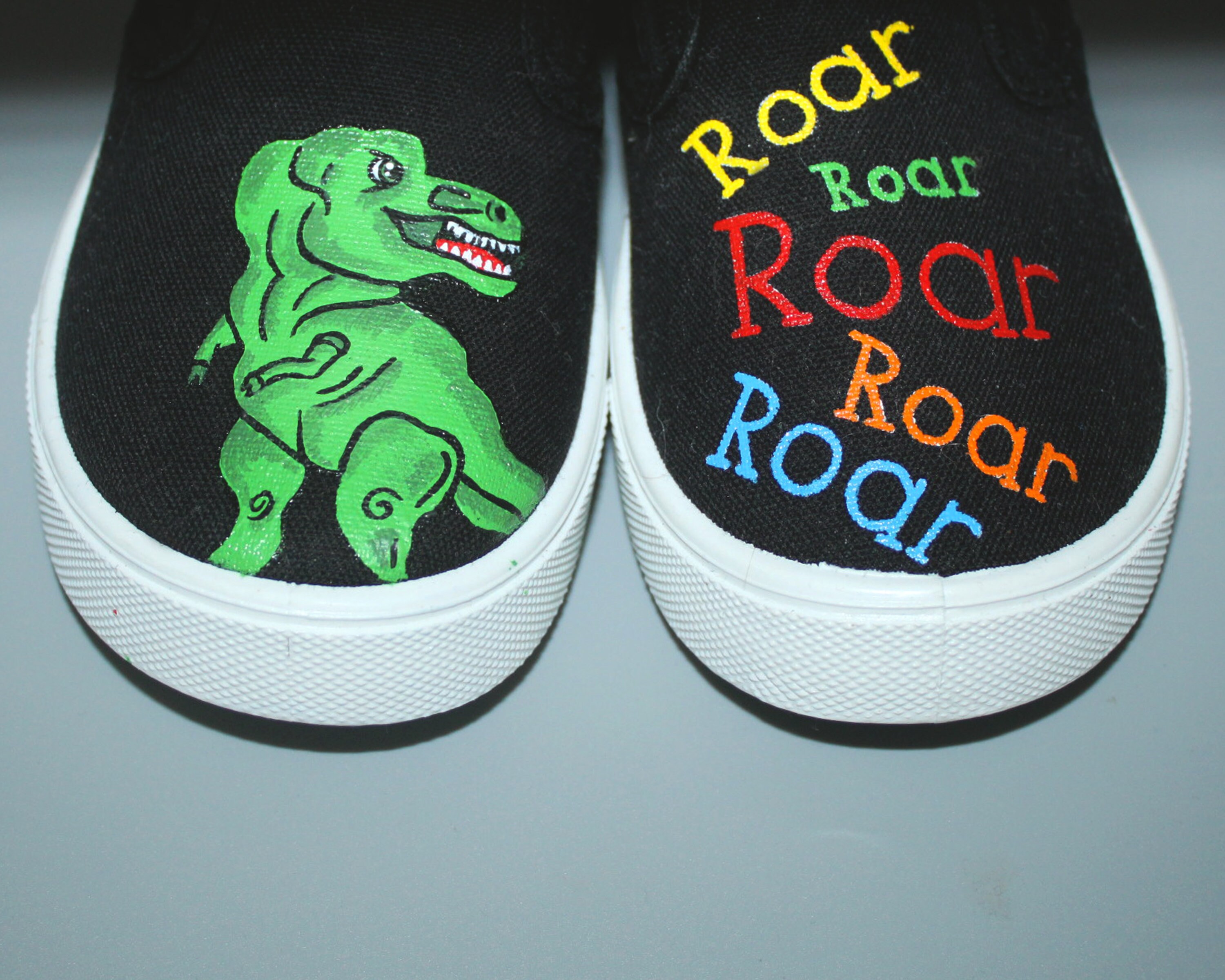 Children's Hand Painted Dinosaur Shoes customized Etsy