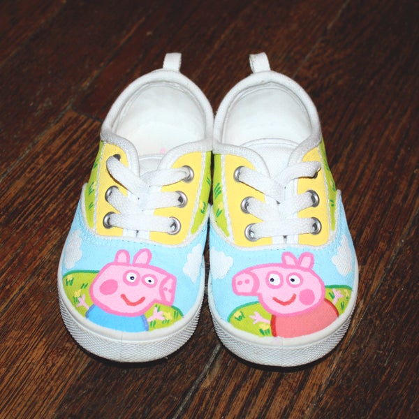 Hand Painted Peppa Pig Inspired Shoes (customized)