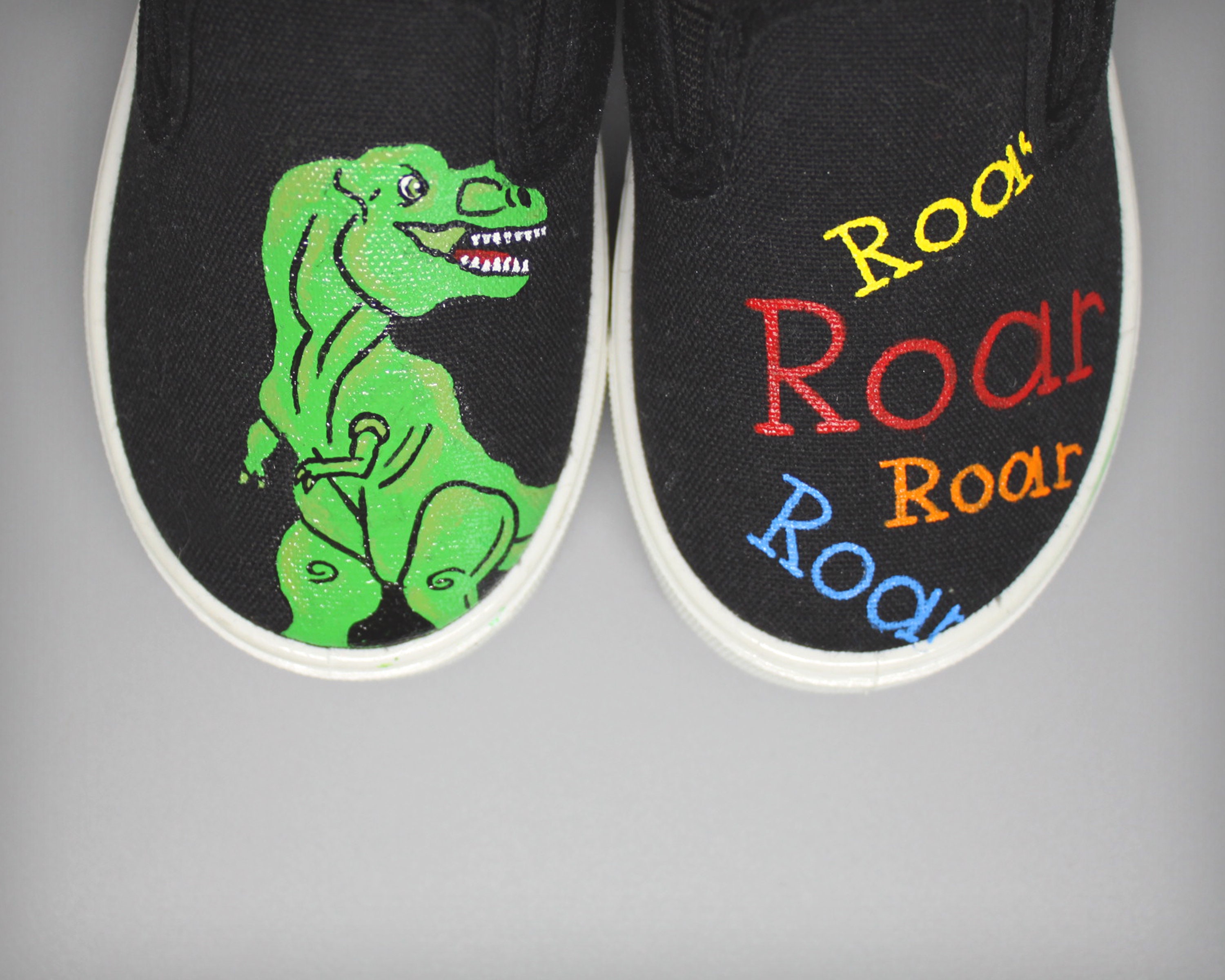Children's Hand Painted Dinosaur Shoes customized Etsy