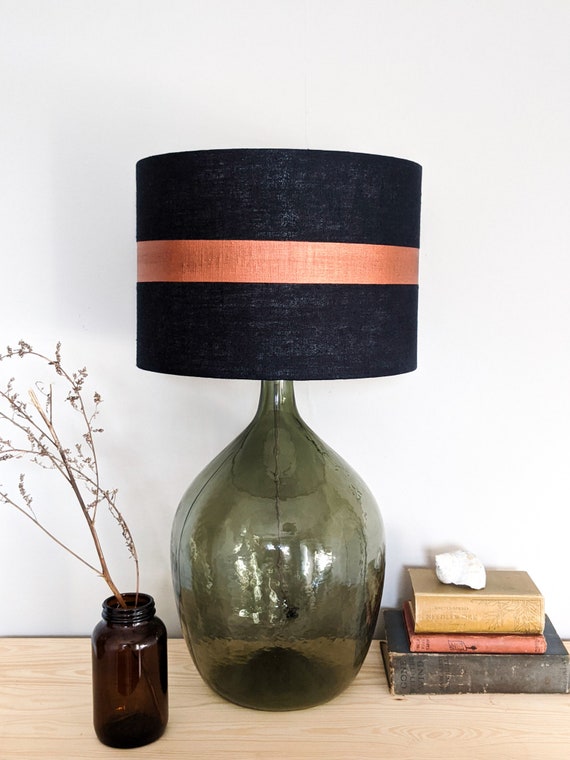 Navy linen lamp shade deals