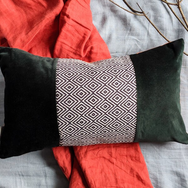 Slight second - Green Velvet Panel Cushion - Moroccan Pillow