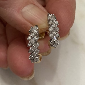 Diamant Ohrringe, 14K Gold Ohrringe, Diamant Hoop, Gold Ohrringe, Gelbgold