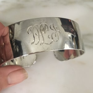 Sterling silver Cuff, S. Kirk & Son Sterling silver bracelet, Monogramed bracelet, wide cuff bracelet, DLJ Initials, 40 grams,heavy bracelet