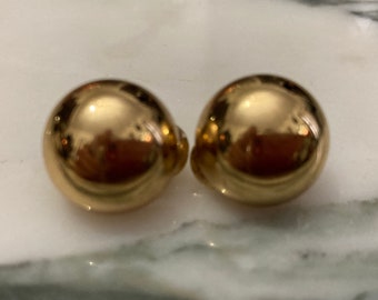 Monet Half ball, Gold Clip ons, Small Earrings, Vintage Monet, Classic Button ear, Small Clip Ons, Designer Earrings, Classic Gold Earrings