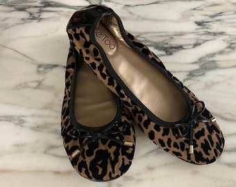 Leopard Ballet Shoes, Leopard slipper, Size 8 1/2, ME TOO Shoes, Slipper Shoe, Ballet shoe, Low cut shoe, Leopard ballet