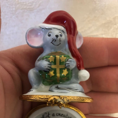 Limoges Box, Authentic, Christmas shops Mouse, French Limoges, Hand-painted, Porcelain Box, Limoges Christmas, signed Limoges, master Artisans