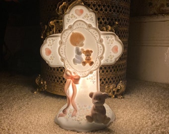 Cross Night Light, Religious Baby Gift, Baby's nite lite, Precious moments, Light up Cross, Christening Gift, Baby room Decor,1993 nite lite