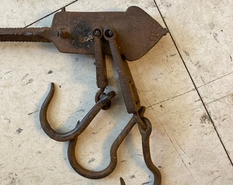 Hand Made Wrought Iron Hanging Scale, Kitchen Scale, Early 1900's Steampunk Scale, Upcycle Scale, Hand-wrought Scale, Man Cave Collectable