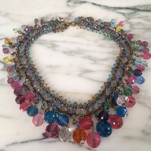 Crystal Choker, Multi color choker, Deco Necklace, Antique Czech Jewelry, Statement choker, Czechoslovakian, Crystal Necklace,Antique Choker