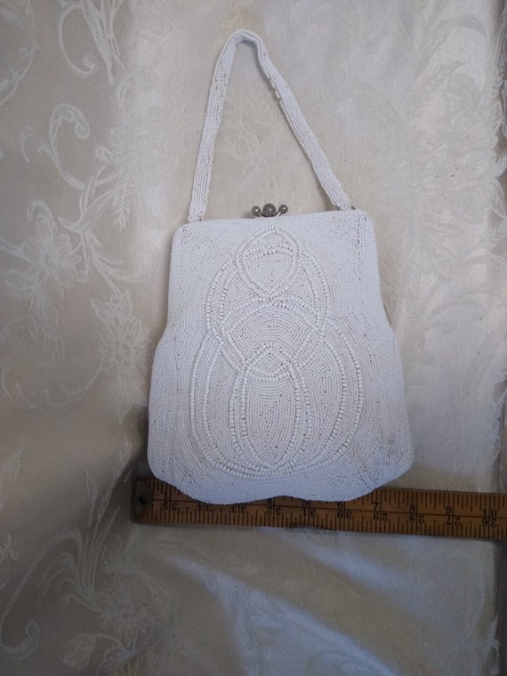 White weaded Bag, summer Purse, Vintage Hand Bead… - image 2