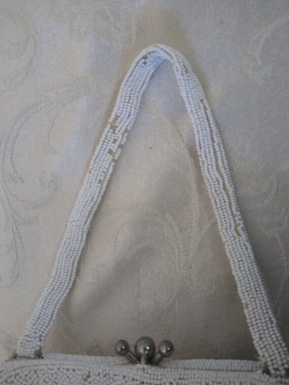 White weaded Bag, summer Purse, Vintage Hand Bead… - image 10