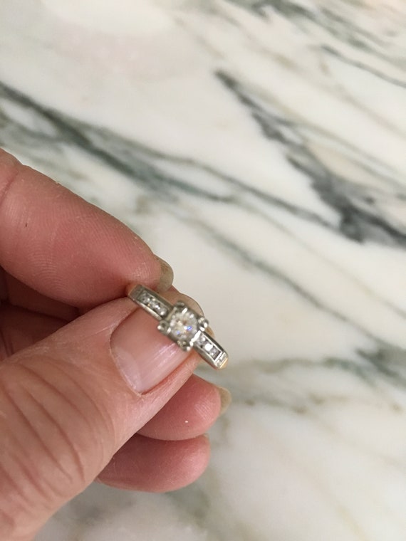 14K Diamond ring, antique estate Ring, Engagement… - image 6