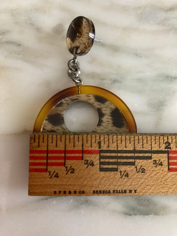 Leopard Earrings, Large Plastic Hoops, Lightweigh… - image 3