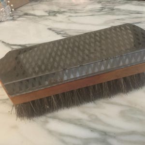 Wooden shoe brush, shoe shine kit, collector shoe shine, vintage shoe shine, stainless steel, shoe shine brush, shoe brush