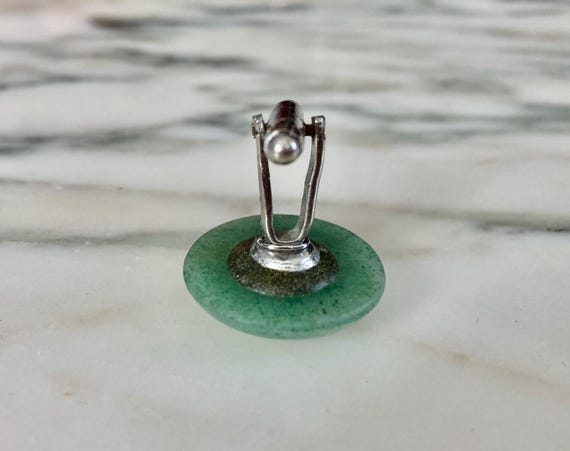 Jade Cufflinks, Silvertone, Button cufflink, Larg… - image 6