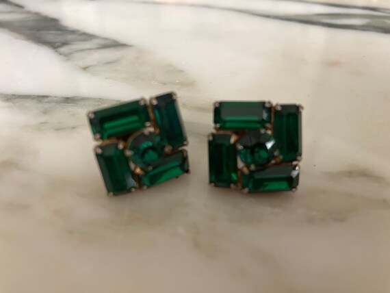 Rhinestone Earrings, Emerald Earrings, Prong set … - image 6