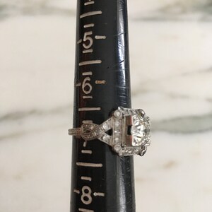 Art Deco Diamond Ring Antique Engagement, Platinum Setting, Transitional Cut, 1.5 Carrot European Color H VS 1 size 7, Platinum Setting