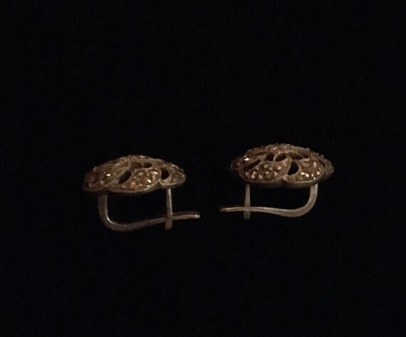 Leaver back marcasite, Deco Marcasite Pierced Ear… - image 10