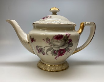 Théière R S, théière en porcelaine, thé peinte à la main, fabriquée en Allemagne, théière vintage des années 1930, grande théière, théière de collection