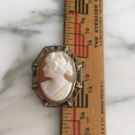 14K White Gold Cameo, Victorian cameo, Edwardian … - image 2