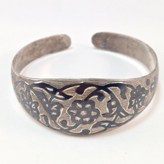 Niello Siam Cuff, Sterling Cuff, Etched Sterling … - image 2