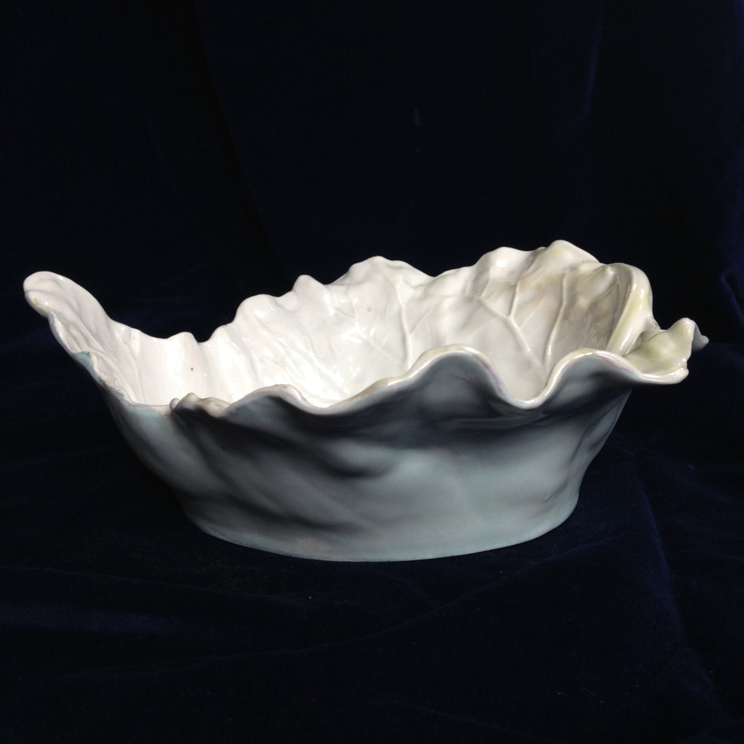 Unusual dish cabbage centerpiece porcelain Cabbage Vegetarian gift 1920s Leaf Dish Serving Dish Table Decor Converstational