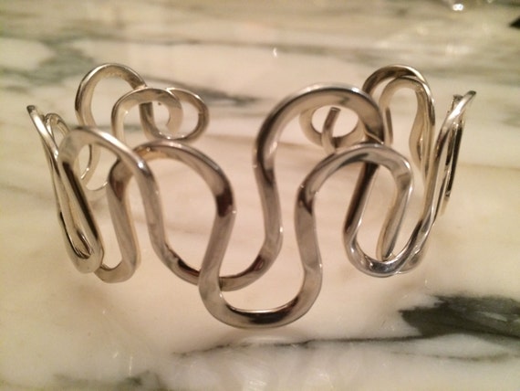 Sterling cuff bracelet, large Women cuff bracelet… - image 3