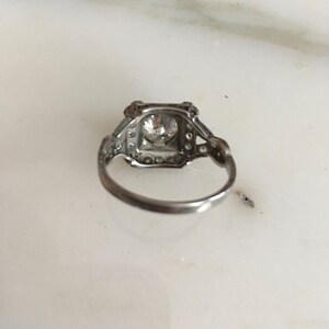 Art Deco Diamond Ring Antique Engagement, Platinum Setting, Transitional Cut, 1.5 Carrot European Color H VS 1 size 7, Platinum Setting