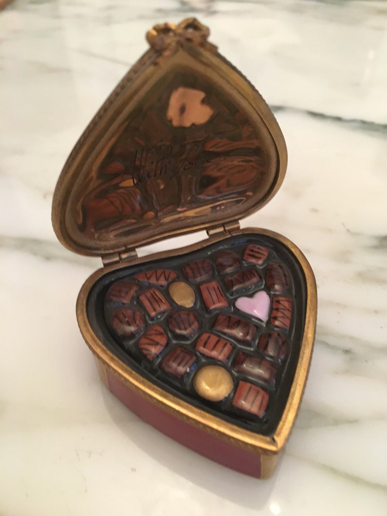 Limoges Chocolates Limoge Heart Box Signed Rochard Etsy