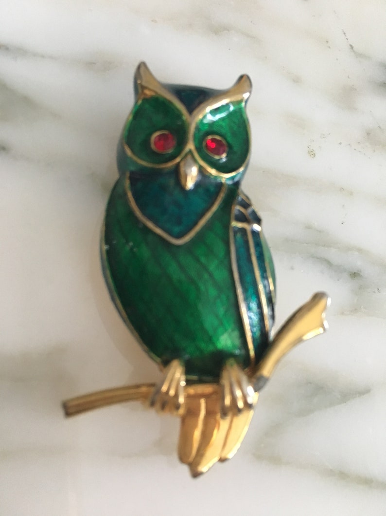 Colorful bird Pin Owl lover jewelry Bird lover Jewelry Owl brooch Boucher bird Pin Signed Boucher Boucher Owl brooch
