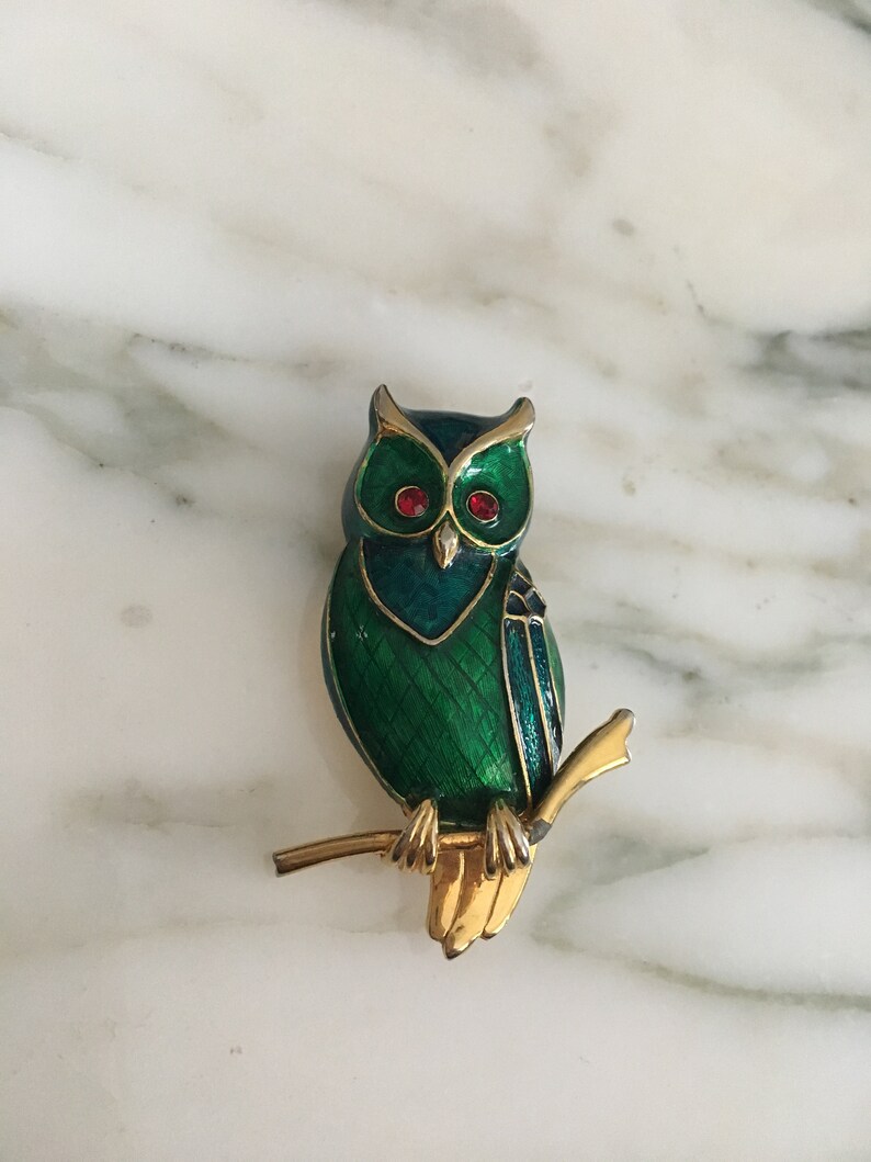 Colorful bird Pin Owl lover jewelry Bird lover Jewelry Owl brooch Boucher bird Pin Signed Boucher Boucher Owl brooch