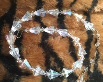 Antik AB-kristallchoker, justerbart halsband med enkel sträng
