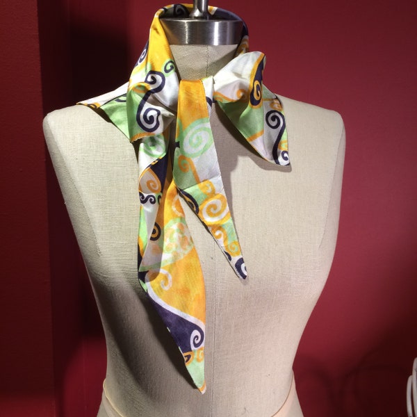 1960's Vintage Scarf, Mod scarf, Rayon Scarf, Mid century scarf, Handmade scarf, retro scarf, Vintage Rayon Scarf, Mid century Modern