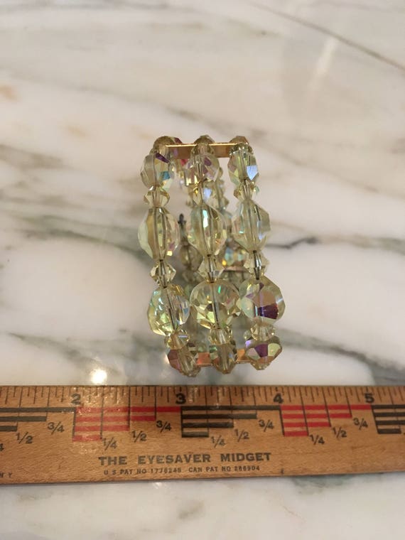 AB Crystal Bracelet, Aurora Borealis, Wire Cuff b… - image 5