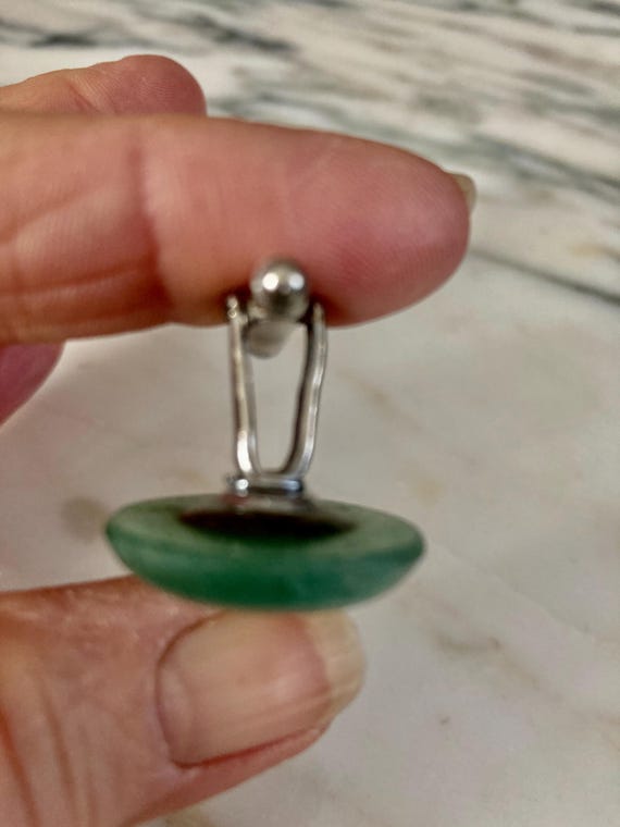 Jade Cufflinks, Silvertone, Button cufflink, Larg… - image 8