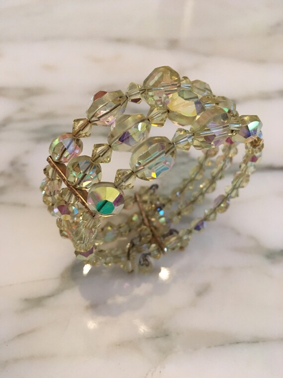 AB Crystal Bracelet, Aurora Borealis, Wire Cuff b… - image 8
