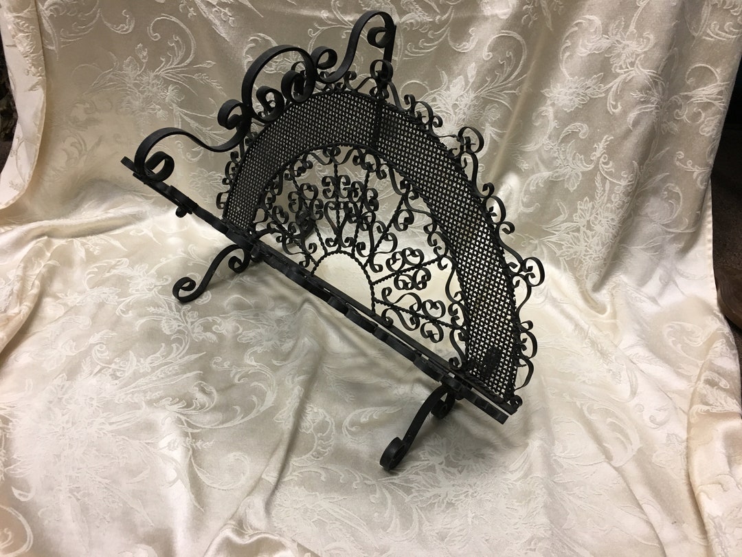 Magazine Rack, Tole Metal Art, Curly Wrought Iron, Black Wrought Iron ...