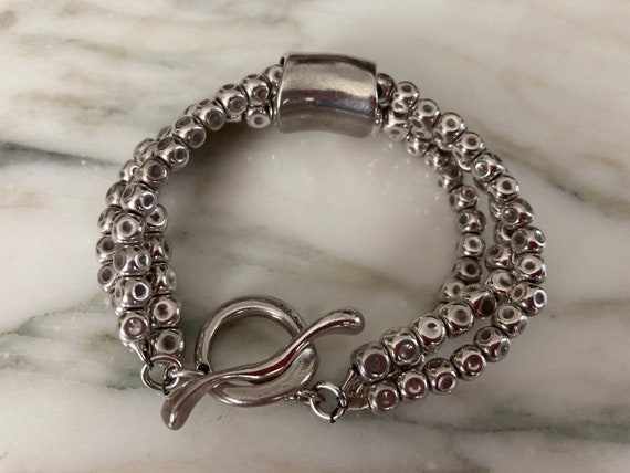 Modern Bracelet, Sterling bracelet, Toggle Closur… - image 1