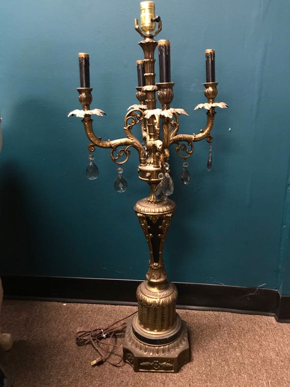 antique brass candelabra table lamp