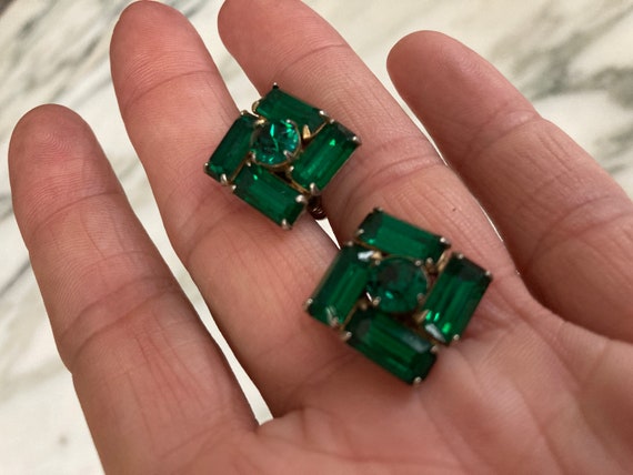 Rhinestone Earrings, Emerald Earrings, Prong set … - image 7