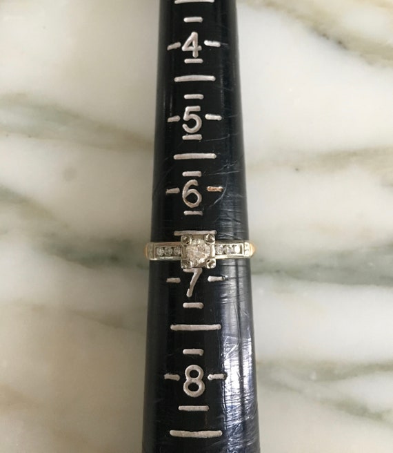 14K Diamond ring, antique estate Ring, Engagement… - image 4