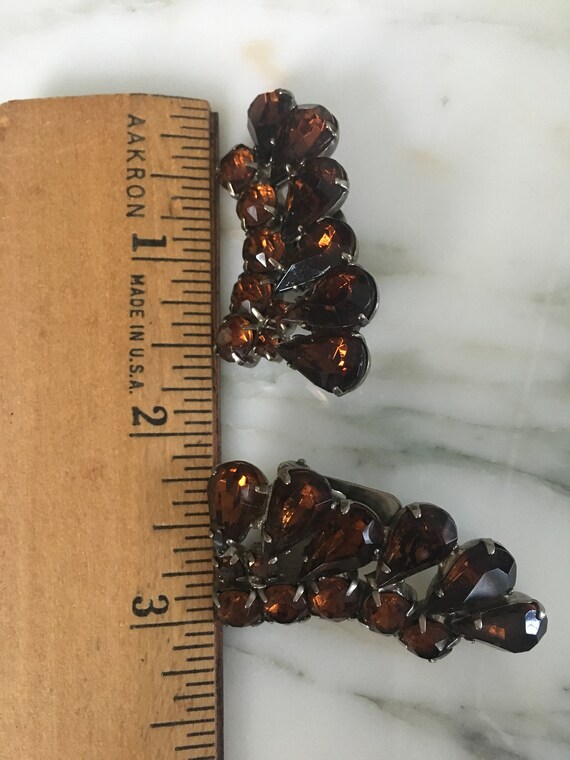 Creep up Ear Earrings, amber Rhinestones, Clip on… - image 6