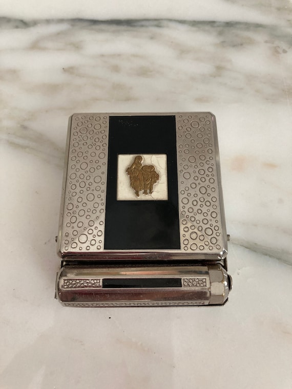 Antique Art Deco Enamel Compact: Yardley London, Rouge & Lipstick