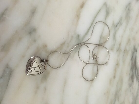 Heart locket, Sterling locket, Valentine, etched … - image 9
