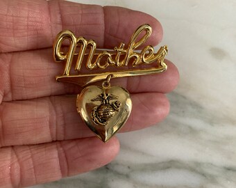 Mother Brooch, Mother Locket pin, Heart Locket, Heart brooch, Mothers Day Gift, Gift under 30, Gold plated, Locket Brooch,Mid Century Brooch