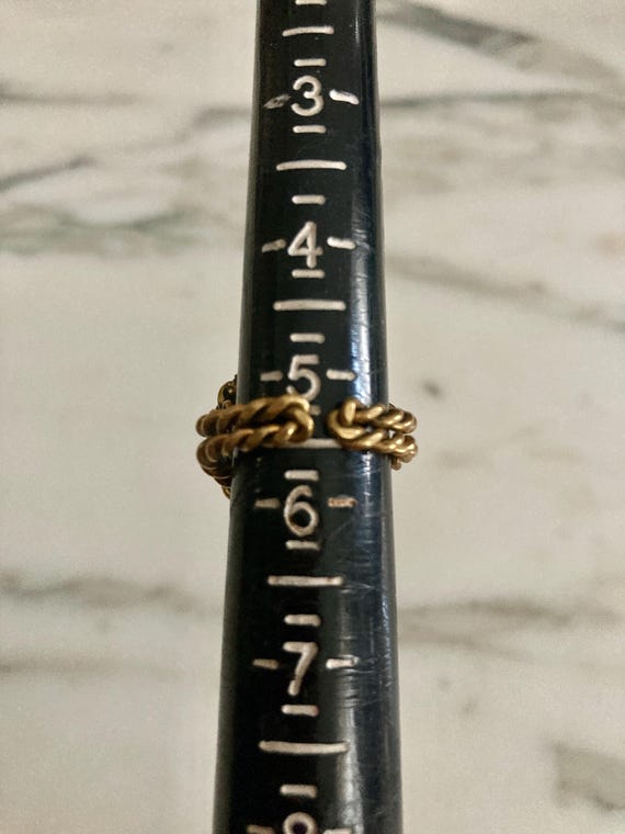 Emerald ring, Antique adjustable, Brass twisted w… - image 7