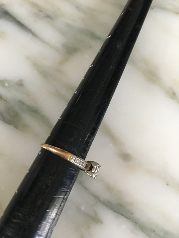 14K Diamond ring, antique estate Ring, Engagement… - image 5